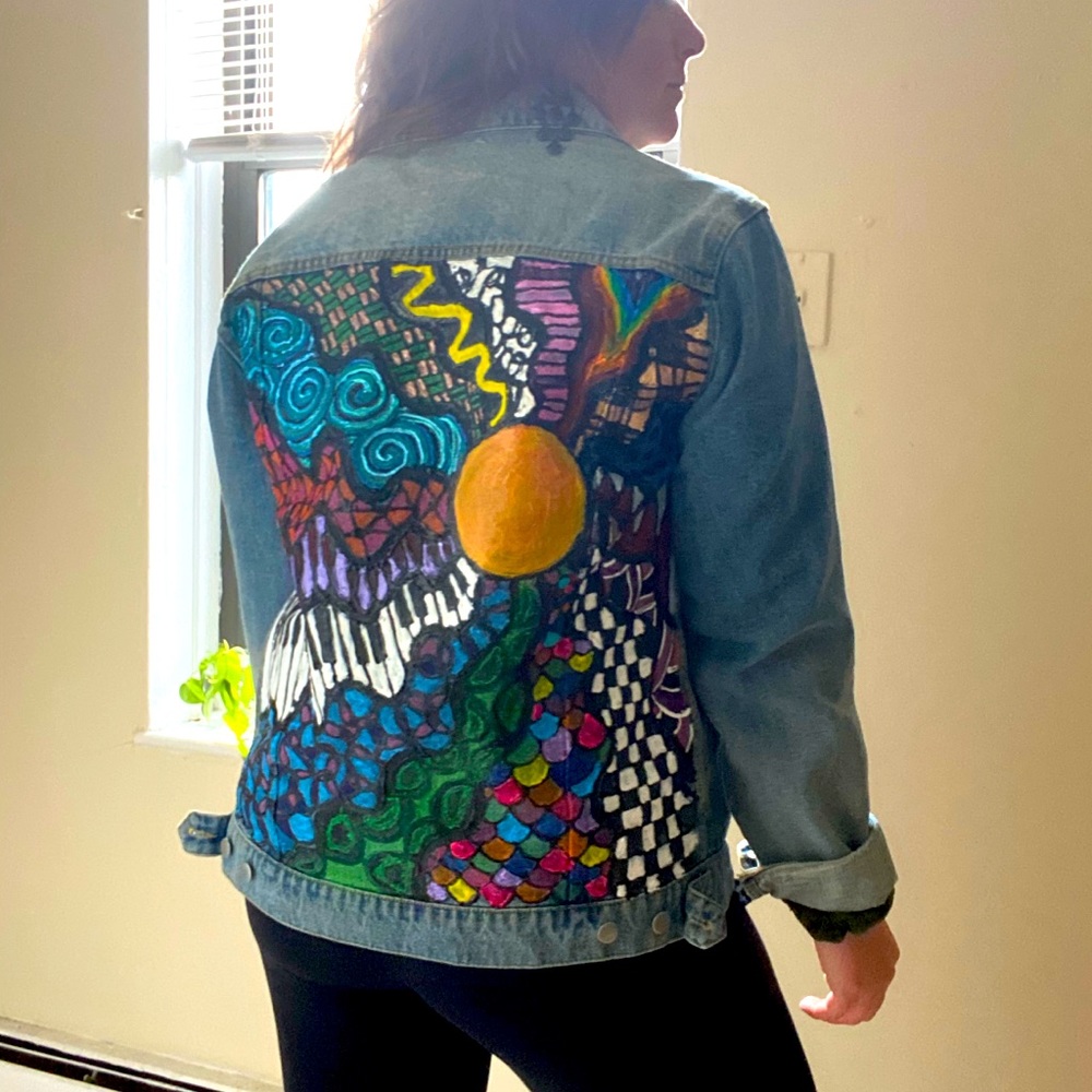 Custom made Jean jacket. Size large. Unisex.